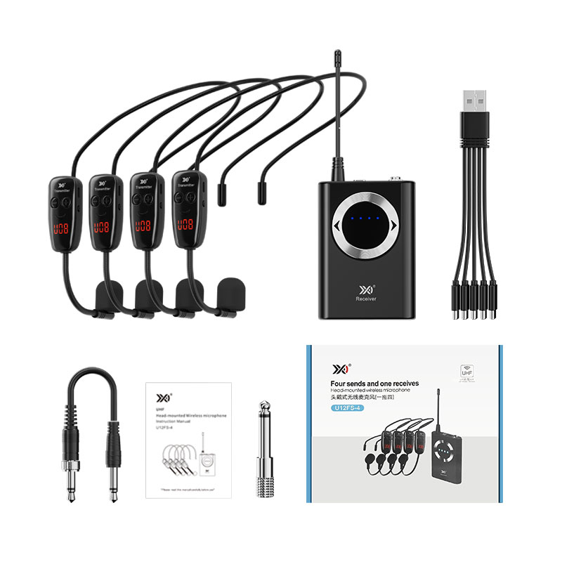 U12FS-4 4-Person UHF Wireless Headset Microphone System